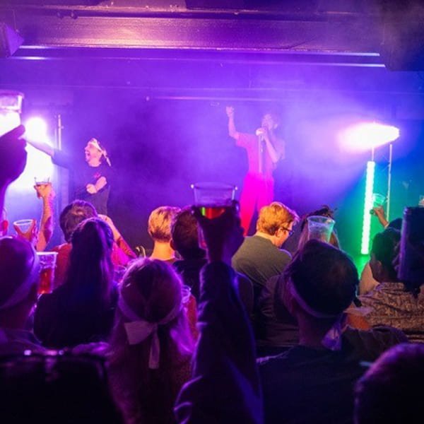 Underbelly Boulevard venue Soho comedy venue interior showcasing BATSU show production design and staging