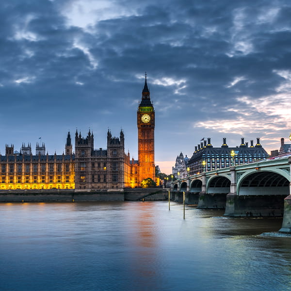 Big Ben Westminster view Big Ben clock tower and Houses of Parliament, iconic London landmark