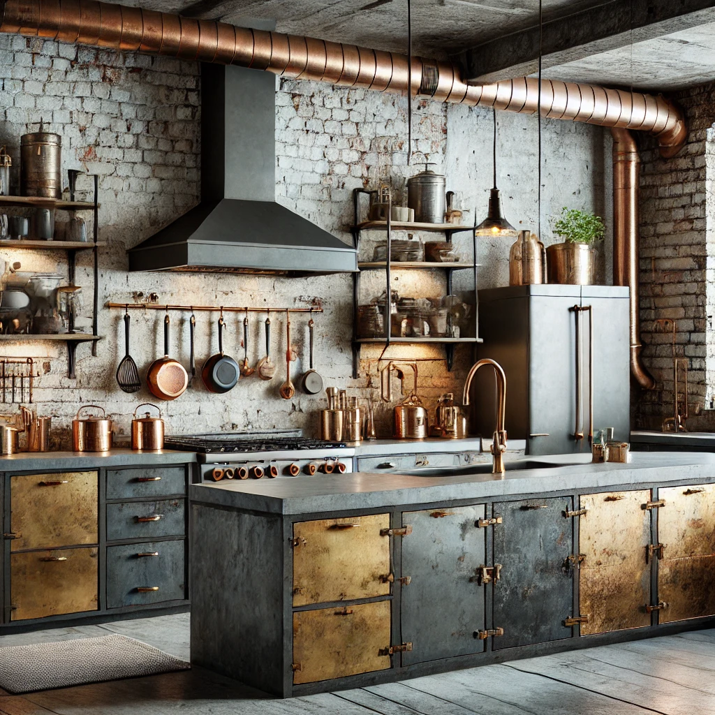 Contemporary industrial space Industrial-style kitchen combining bold design elements with functional workspace and modern conveniences