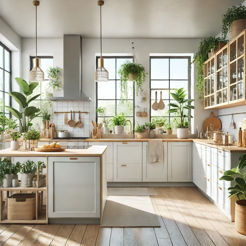 Nordic design kitchen Scandinavian kitchen emphasising simplicity, functionality and natural light with minimalist furnishings