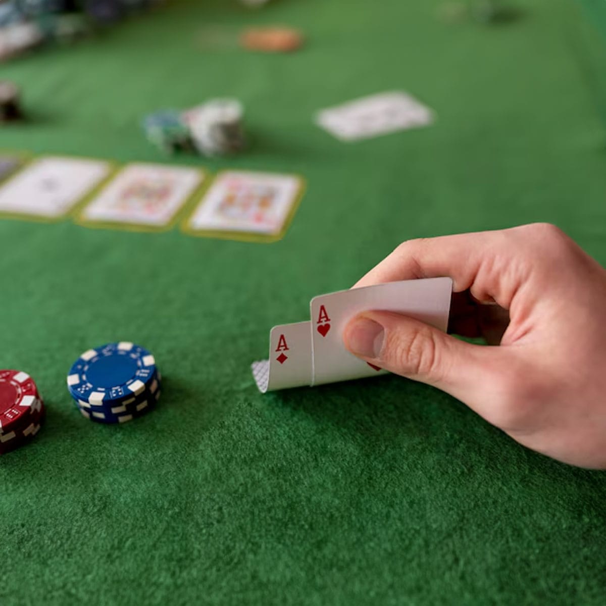 Dealer card reveal moment Dealer revealing face-down card during blackjack game round