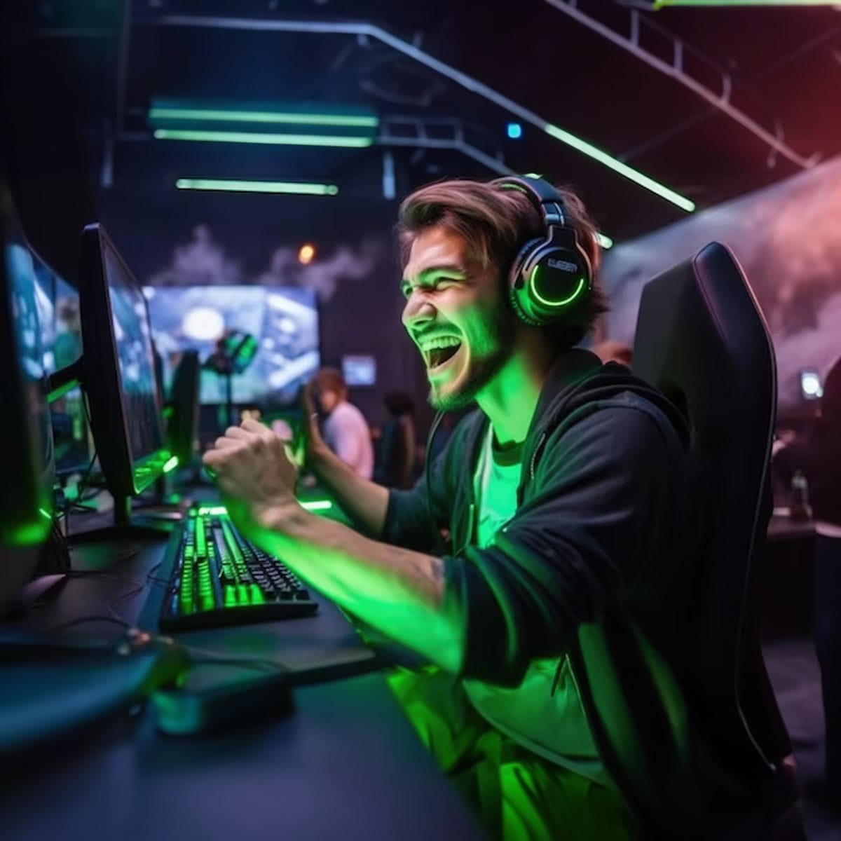Contemporary gaming technology Modern esports venue in Soho featuring state-of-the-art gaming facilities and equipment