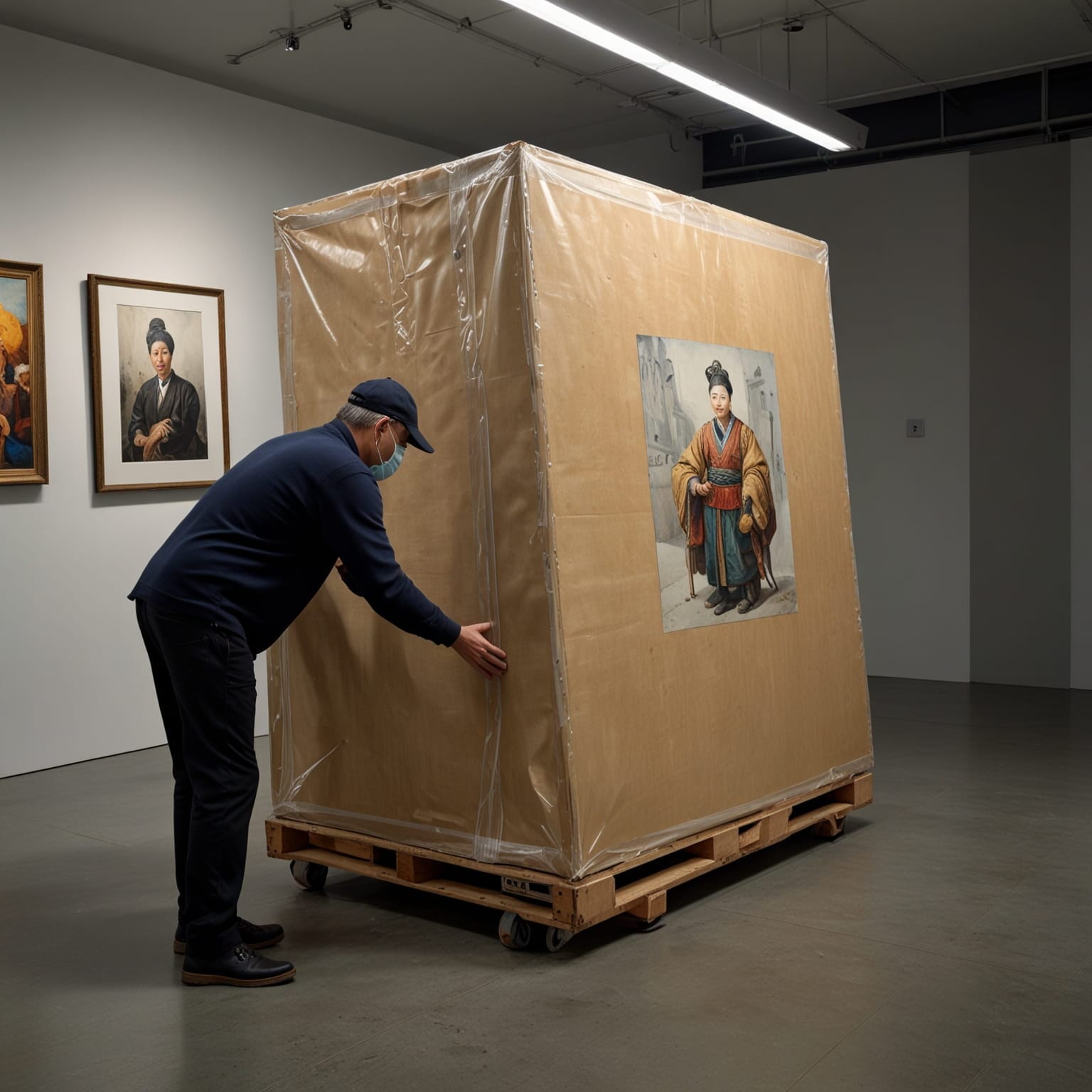 Professional art transport service vehicle equipped for safe artwork delivery