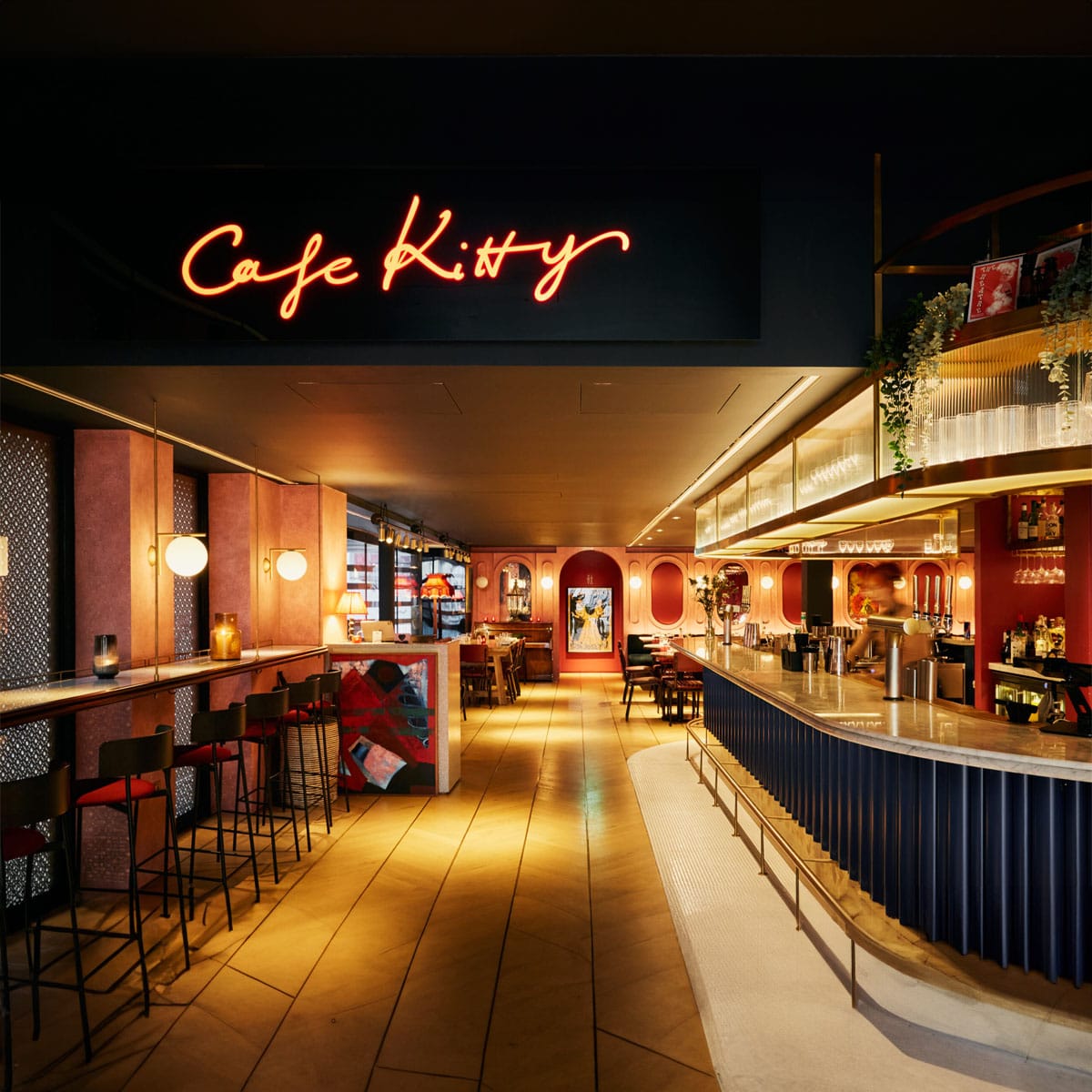 Soho street scene showing the vibrant dining district where Cafe Kitty operated