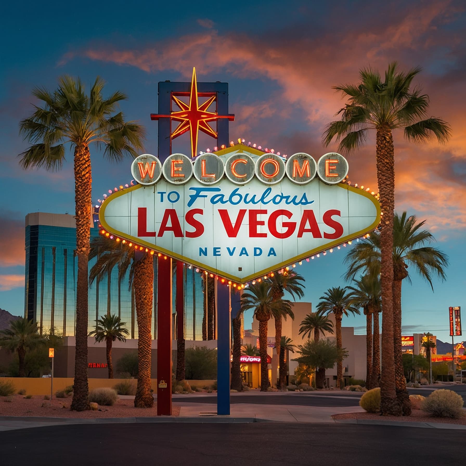Vegas casino destination Las Vegas Nevada skyline featuring illuminated casino resorts and entertainment venues