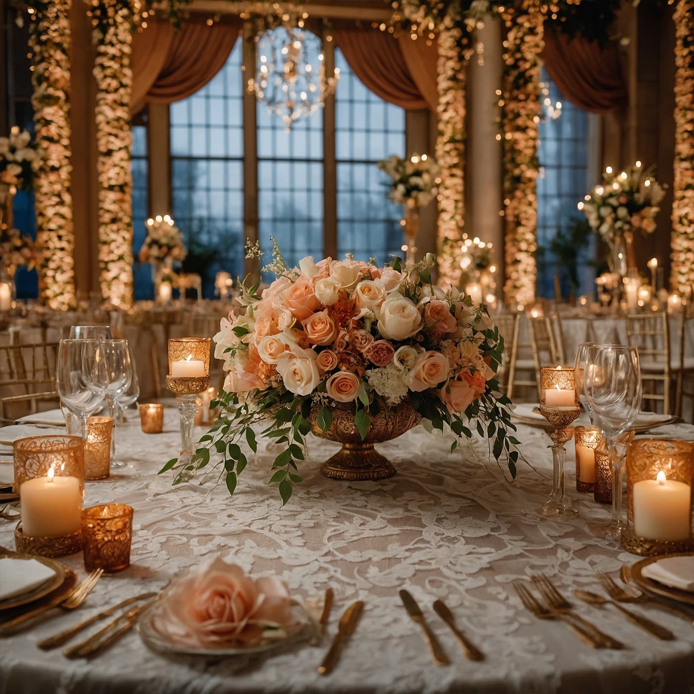 Formal event decoration expertise Sophisticated gala-style wedding reception with professional decor and table settings