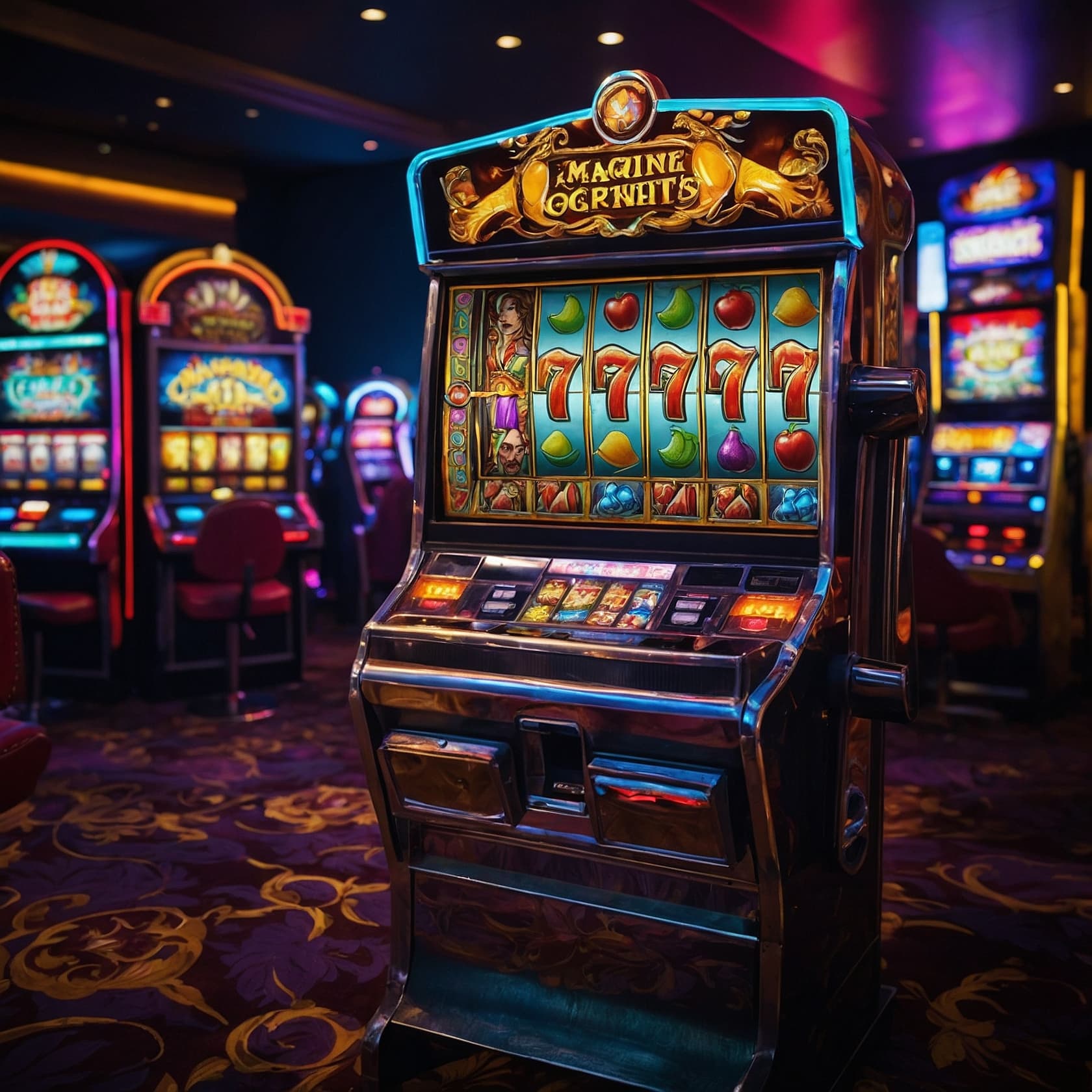 Modern digital slot machine with sophisticated gaming interface in Mayfair casino establishment