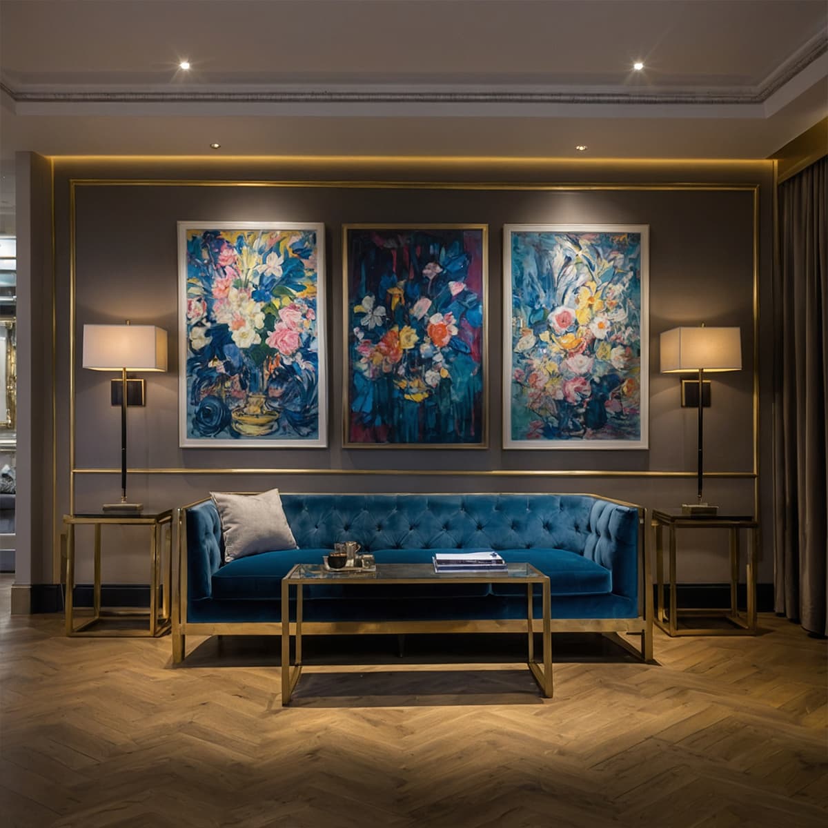 Curated artwork featured throughout hotel interior spaces enhancing guest experience