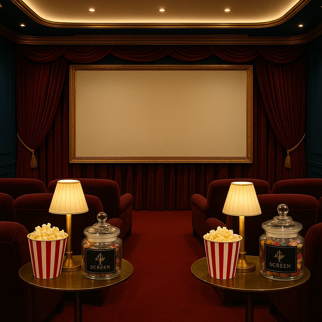 Luxury home cinema experience Modern home cinema setup with projector and comfortable seating for London weekend entertainment