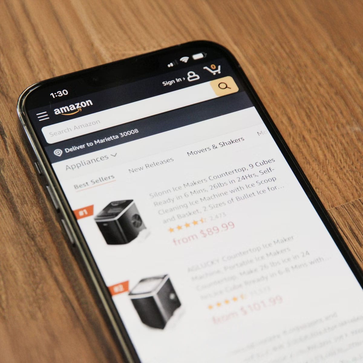 Patient shopper reviewing online purchases before completing transaction