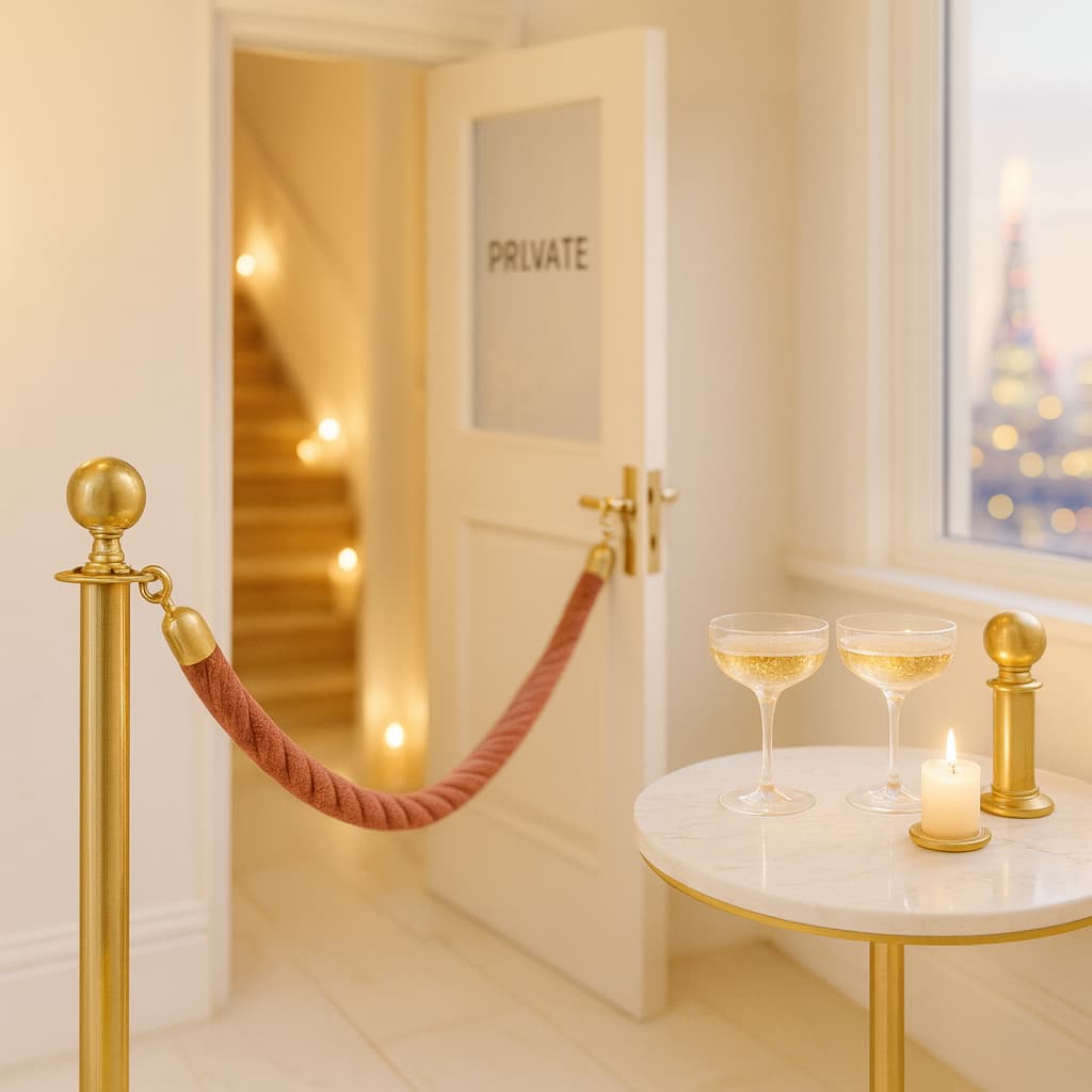 Exclusive rooftop setting Rooftop terrace with city lights stretching below, private Soho celebration venue