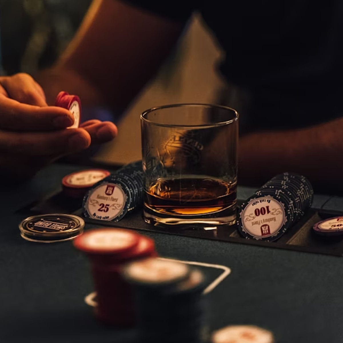 Interactive poker experience London poker night setup featuring felt table and players engaged in casual game