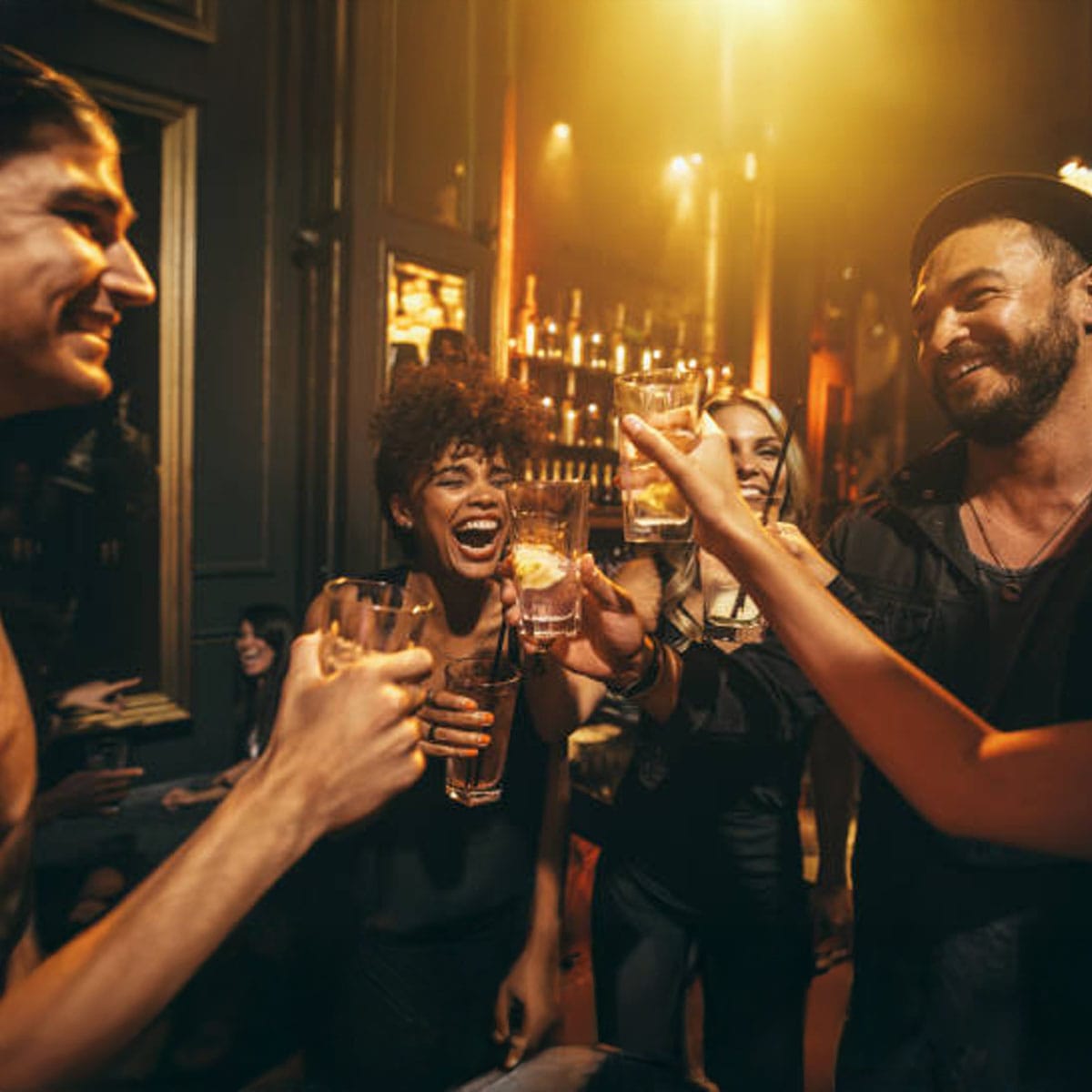 Trendy London venue interior Modern London bar interior showcasing contemporary design and bustling evening entertainment scene