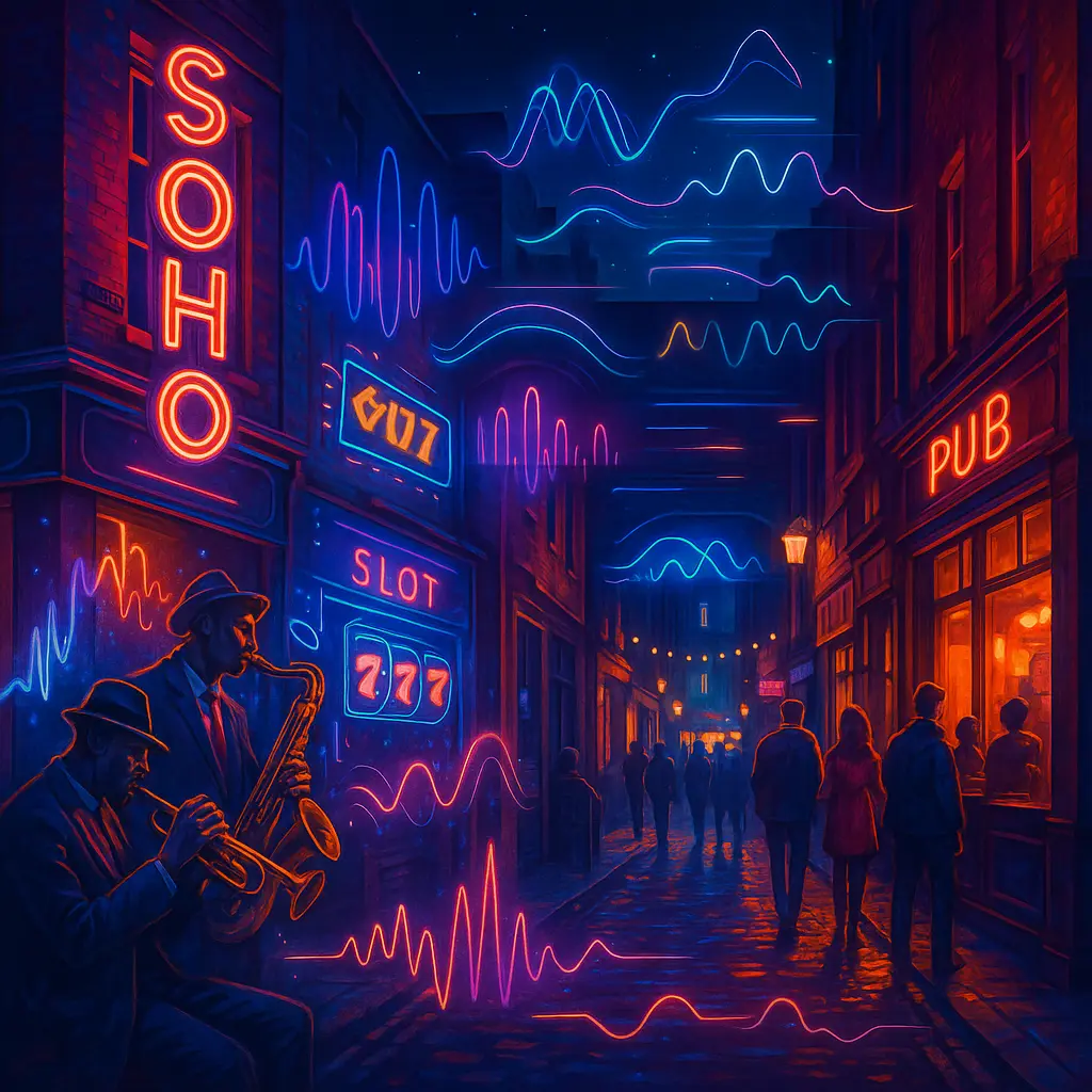 Soundwaves visualisation representing game audio and digital gameplay mechanics