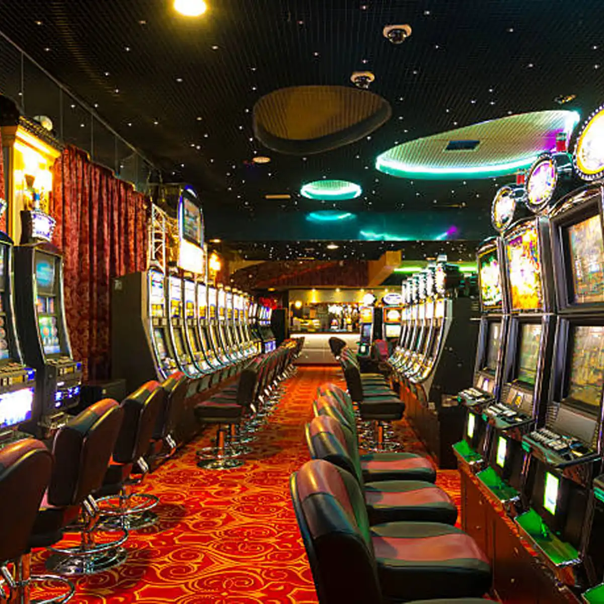 Luxurious casino hotel room with elegant furnishings and high-class amenities