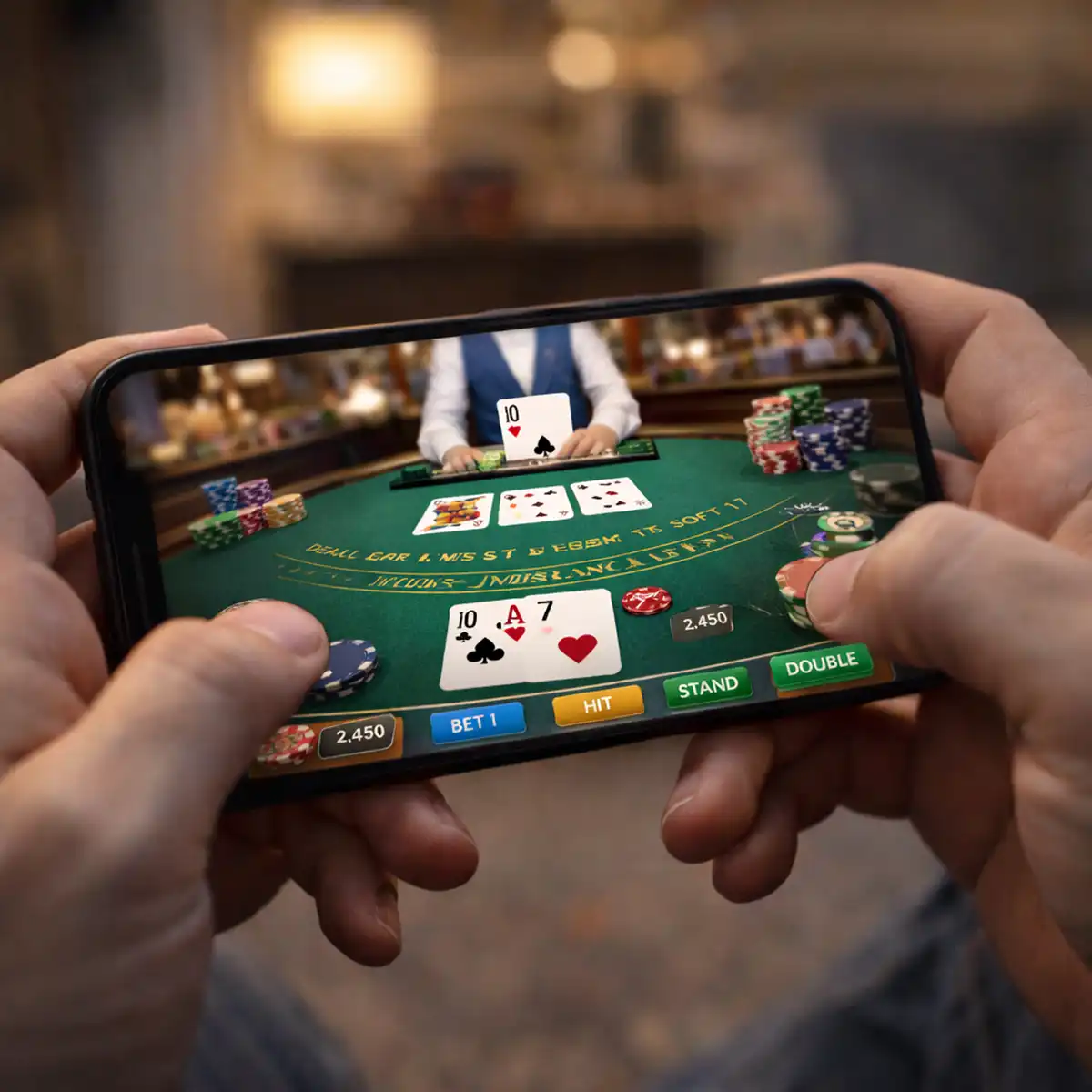 iPhone screen showing Safari browser gaming access compared to native app options
