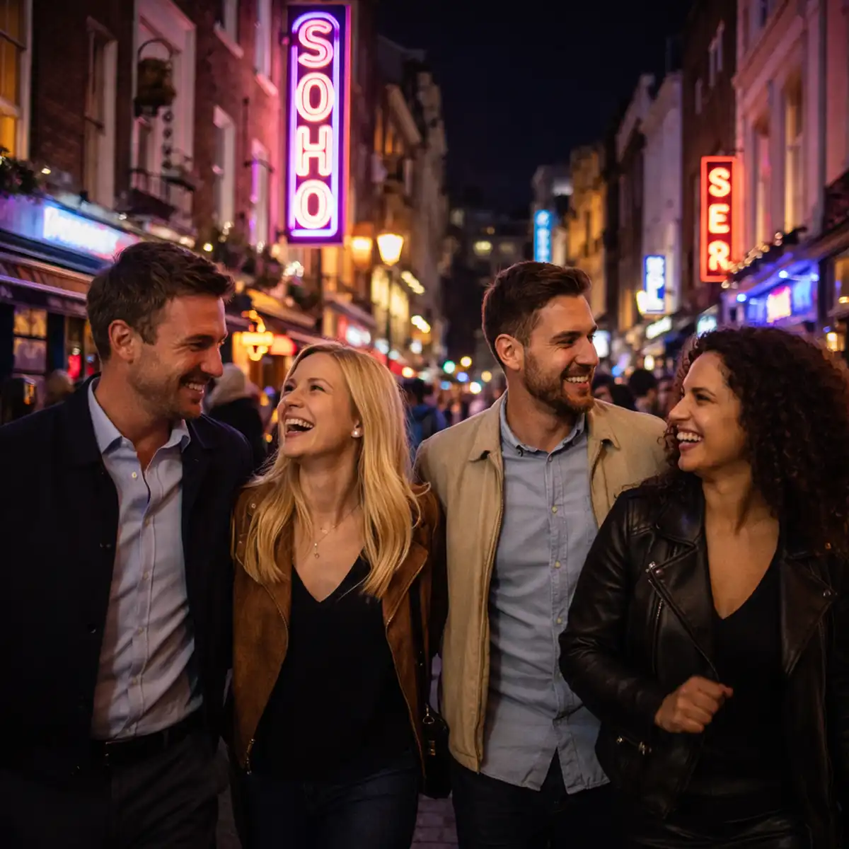 Below-street intimate venue Soho speakeasy or underground bar with sophisticated décor for evening gatherings