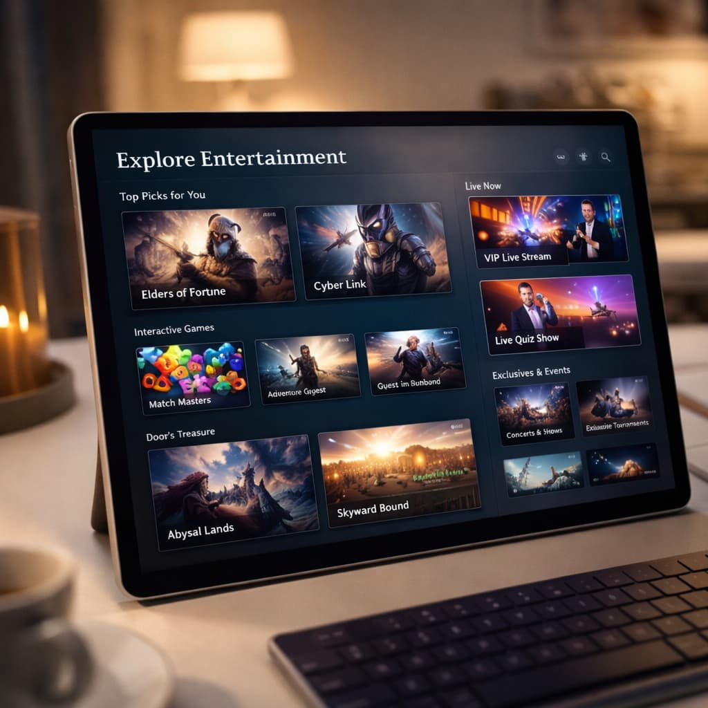 Sleek tablet displaying UK online casino interface with free spins and bonus offers for competitive gaming experience