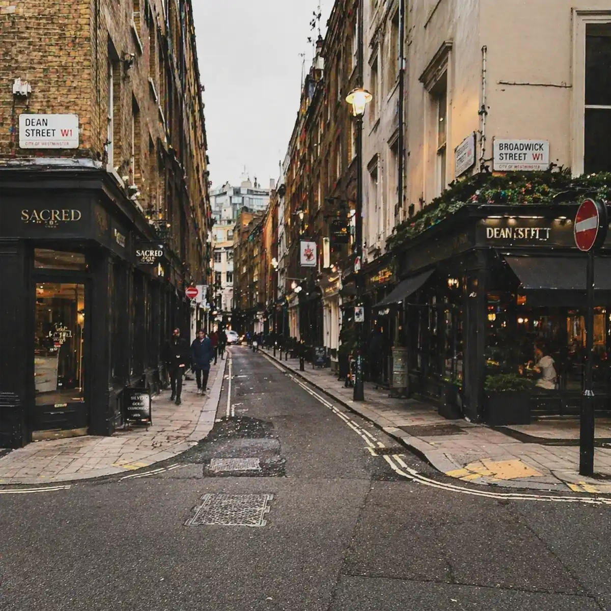 Hidden Soho streets showing narrow Georgian passages and secret courtyards between Dean Street and Wardour Street
