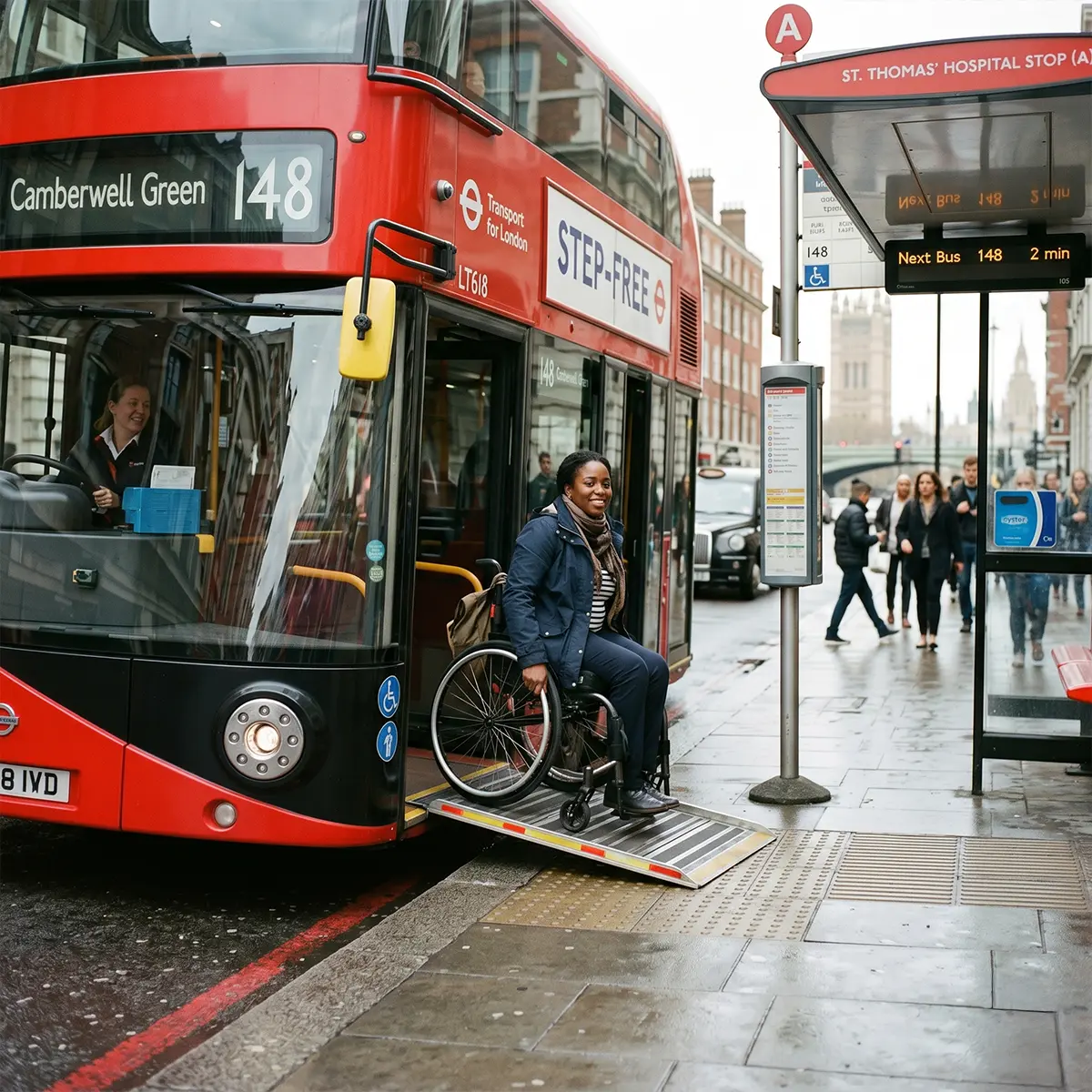 London Smart Traffic Management Urban mobility in London featuring smart traffic sensors, AI-powered cameras and GPS systems managing city transport flow