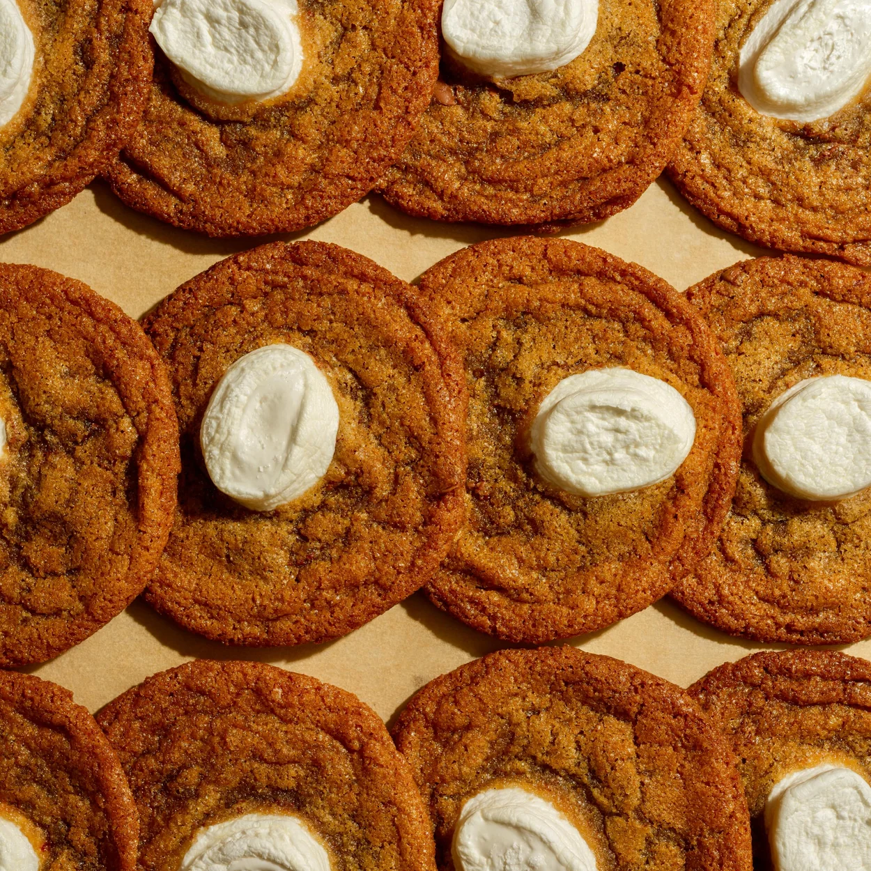 Tray of marshmallow-topped cookies fresh from the oven at Creme Soho