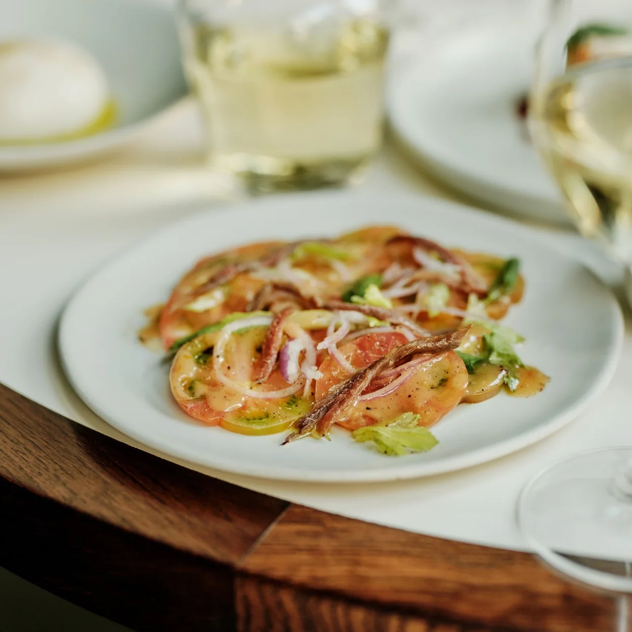 Beef carpaccio with shaved parmesan at Lina Stores' Greek Street restaurant
