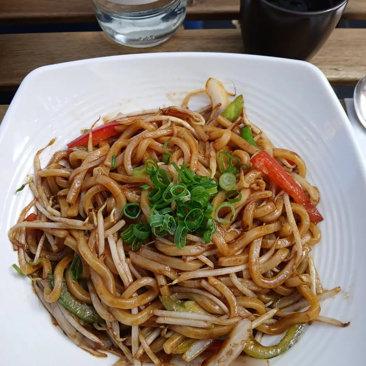 Stir-fried udon noodles with vegetables at Little Korea in Chinatown