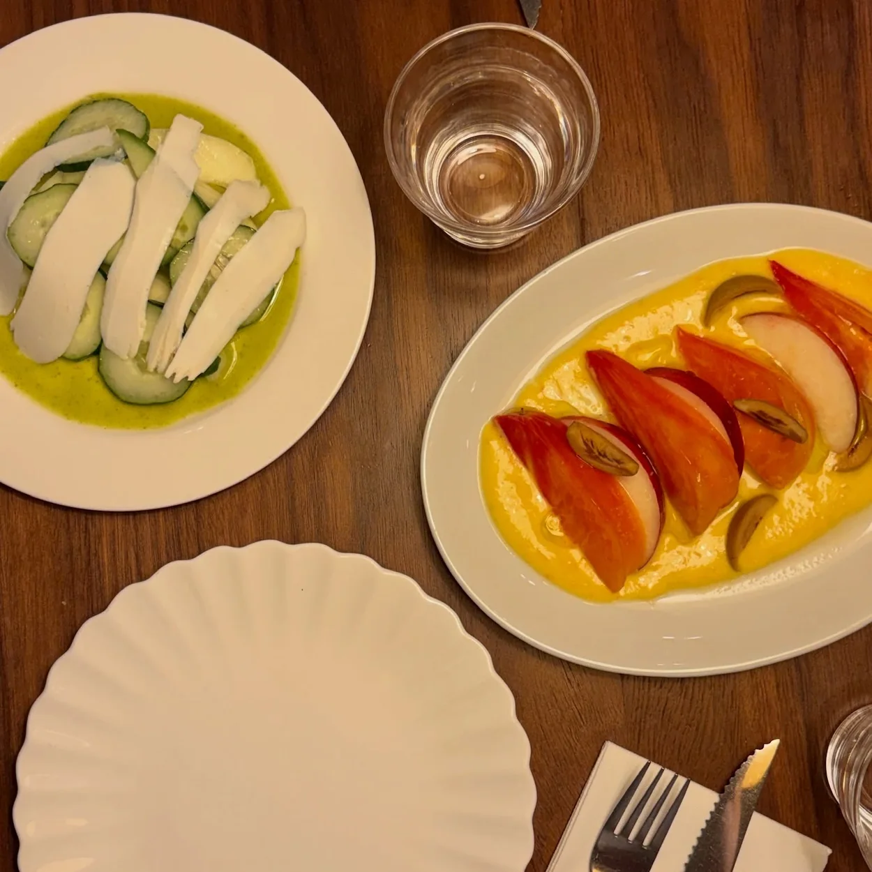 Antipasti of mozzarella and tomatoes on the table at Napoli on the Road