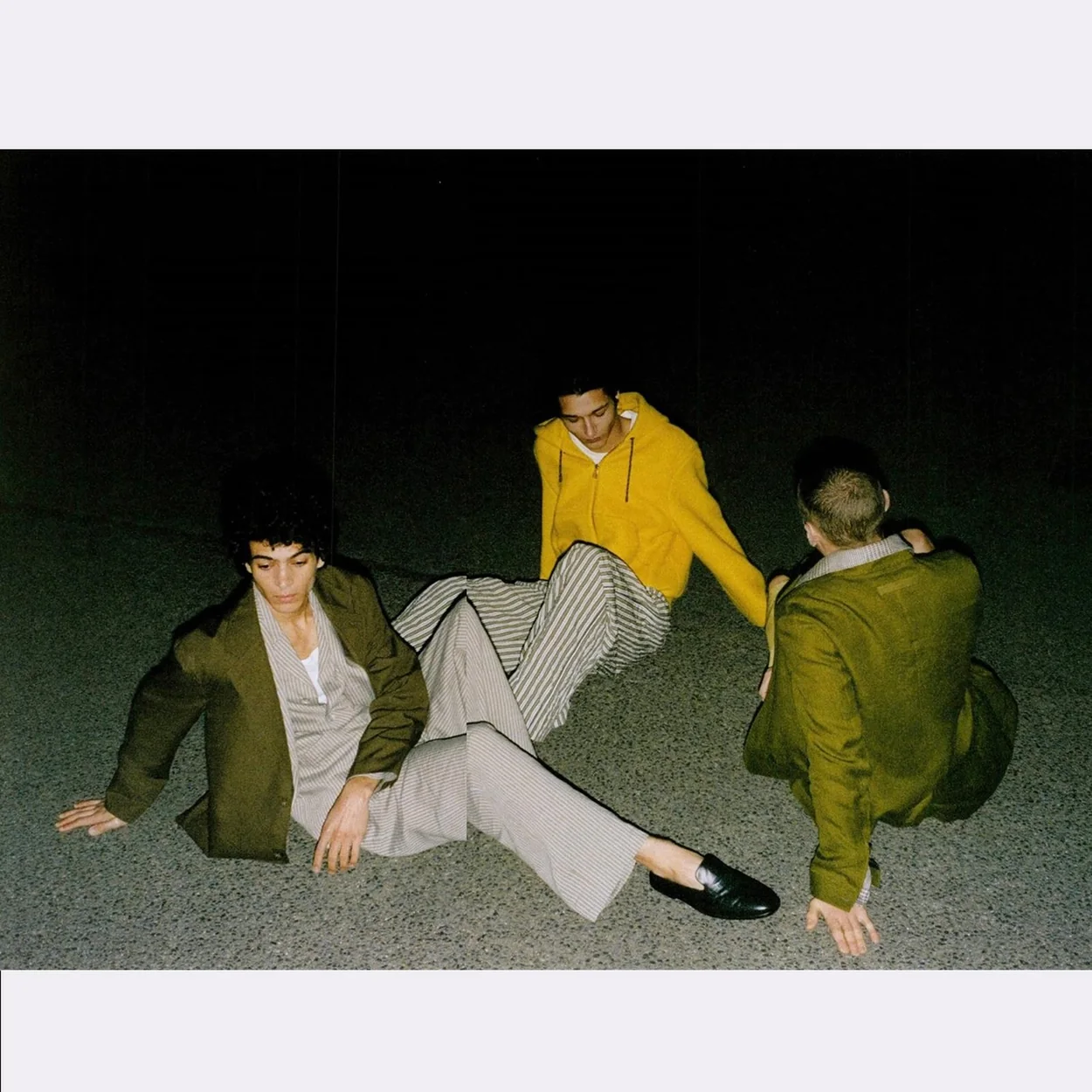 Officine Generale editorial with three models wearing the label's tailoring