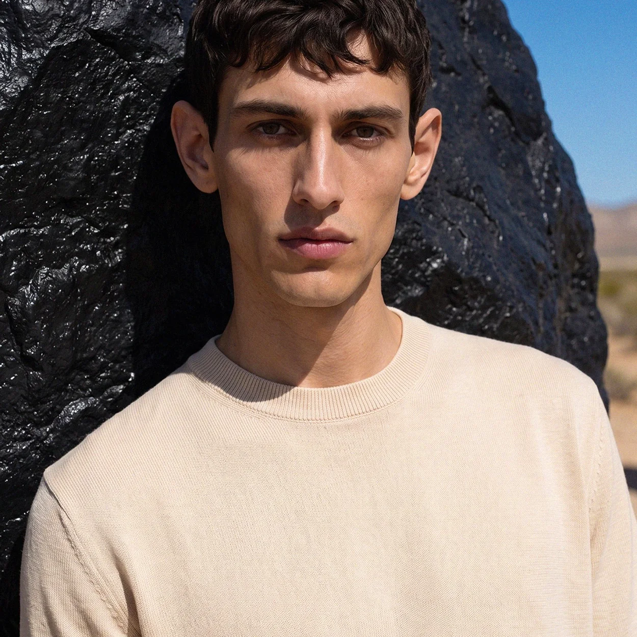 Cream knitted tee from Sheep Inc, the carbon-negative knitwear label with a Soho store